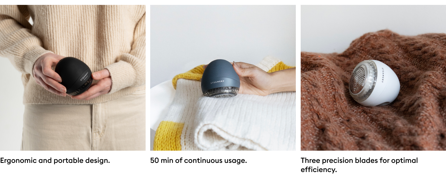 Ergonomic and portable design, 50 min usage, three precision blades for optimal efficiency