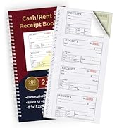 Zzrywuty Money and Rent Receipt Book with Cardboard Insert,2-Part Carbonless,5.3”x11.2” Spiral Bo...
