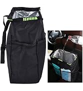 Espusta Car Storage Bag, Oxford Fabric Black Lid, Foldable Auto Litter Bin with Pockets, Car Garb...