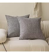 Demetex 18x18 Pillow Covers Square Linen Throw Pillow Covers Farmhouse Throw Pillow Cases for Liv...