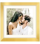 SNXJWA Gold 10x10 Picture Frame with Mat for 8x8 Display, Rustic Desk Wall Photo Frame for Horizo...