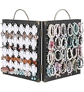 MOOCA Wooden Foldable and Portable 2 Panel Pegboard Jewelry Display Organizer with 48 Removable B...