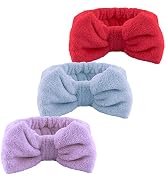 WSYUB Face Headband, 3PCS Bow Tie Hair Band in Elegant Color, Makeup Headband for Washing Face, S...