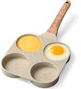 4-Cup Nonstick Frying Egg Pan White Marble, Granite Pancake Pan, PFOS & PFOA Free, Die-Cast Alumi...
