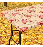 Smiry Pumpkin Truck Picnic Tablecloth, Waterproof Elastic Fitted Table Covers for 6 Foot Tables, ...