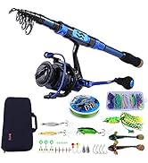 Sougayilang Fishing Rod and Reel Set Carbon Fiber Telescopic Fishing Rod 12+1BB Spinning Reel wit...