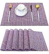 PIGCHCY Elegant Placemats Set of 6 Blended Woven Heat-Resistant Placemats Washable Easy to Clean ...