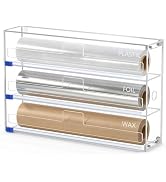 FUKANG 3 In 1 Acrylic Aluminum Foil, Plastic Wrap Organizer with Cutter | Clear Kitchen Storage f...