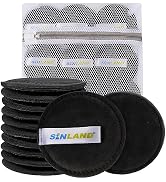 SINLAND Reusable Microfiber Makeup Remover Pads for Face,Eye,Lips 12Pack Washable Cotton Rounds f...