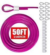 VIVBOO Stainless Steel Cable & Wire Rope 3/16" Vinyl Coated Steel Cable 50ft/100ft Length Ideal S...
