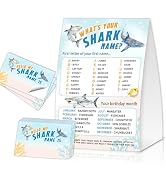 What's Your Shark Name Game Cards, Birthday Game Supplies, 1 Shark Name Game Double Sided Sign, 3...