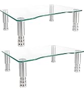 2 Pack Computer Monitor Riser with Height Adjustable Multi Media Desktop Stand for Flat Screen LC...