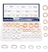 maierke 110PCS Crush Washer Oil Drain Plug Gasket Assortment,50PCS 5 Sizes Copper and 60PCS 6 Siz...