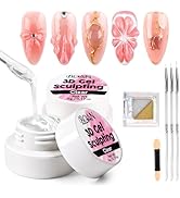 BQAN 3D Sculpting Gel Nail Art Kit - Clear No Wipe Gel 2Pcs 0.17oz, 3 Liner Brushes & Chrome Powd...