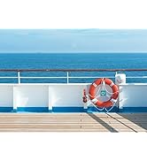 BELECO Cruise Backdrop Fabric - 7x5ft Deck Backdrop for Cruise Party Decorations - Blue Sea and S...