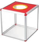 VILLCASE Acrylic Raffle Box with Hole, 25cm Square Donation Raffle Ticket Holders Aluminum Alloy ...
