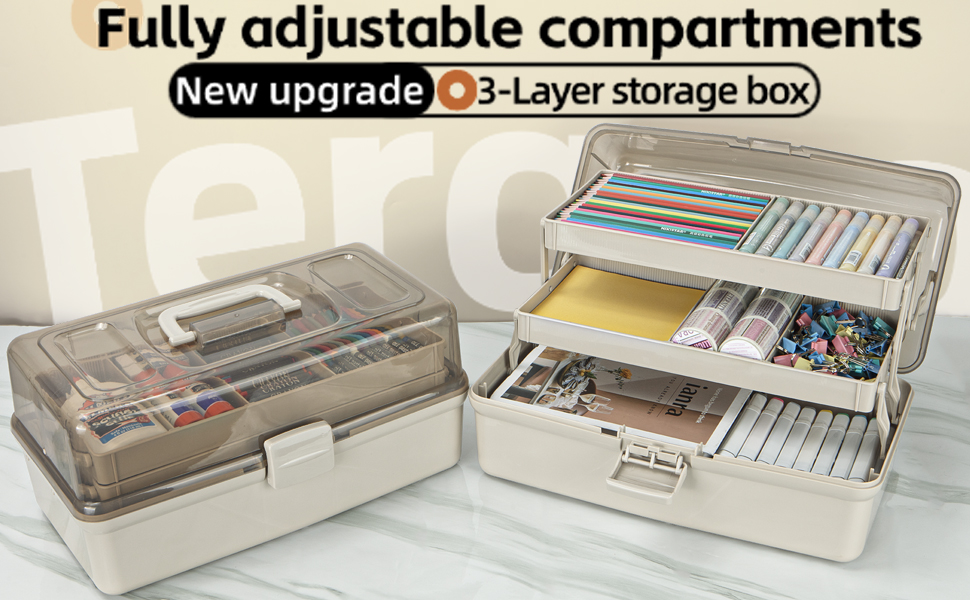 TERGOO 14in 3-Layer Multipurpose Craft Organizers and Storage box