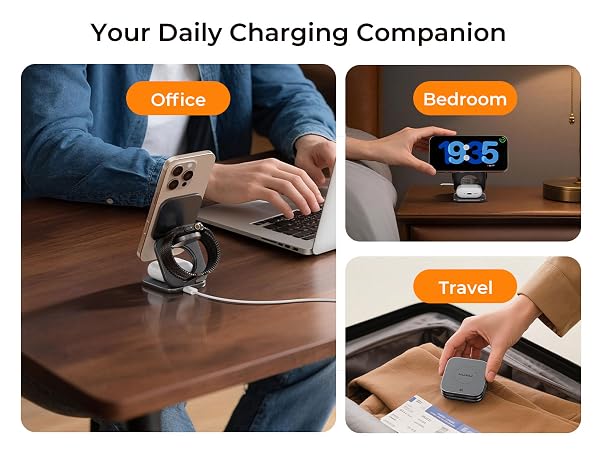 3 in 1 travel charger 3 in 1 travel charging station kuxiu charger 3 in 1 X40 turbo qi 2.2