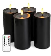 MUMCHASI 4 Packs Flameless Candles, Black Battery Operated Candles, Black Halloween LED Candles, ...