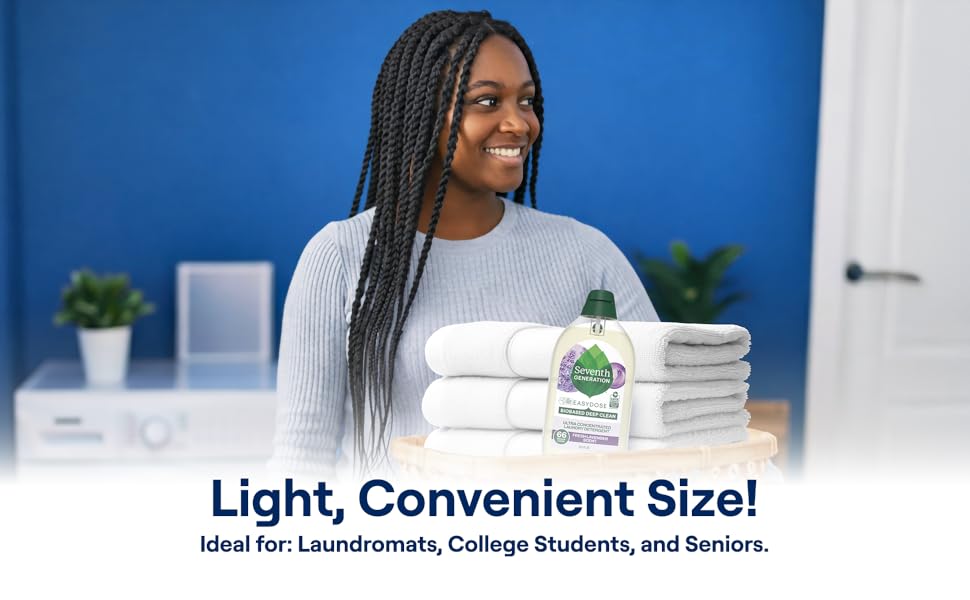Seventh Generation EasyDose Lavender laundry detergent, light and convenient.
