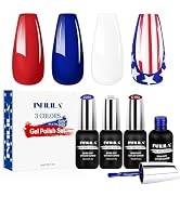 NXJ INFILILA Gel Nail Polish Set, 10ml 3 Pcs 4th of July Accessories Manicure, National Flag Red ...