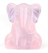 YATOJUZI 2" Rose Quartz Crystals Elephant Decor Statue Pink Office Desk Room Home Decor Hand Carv...