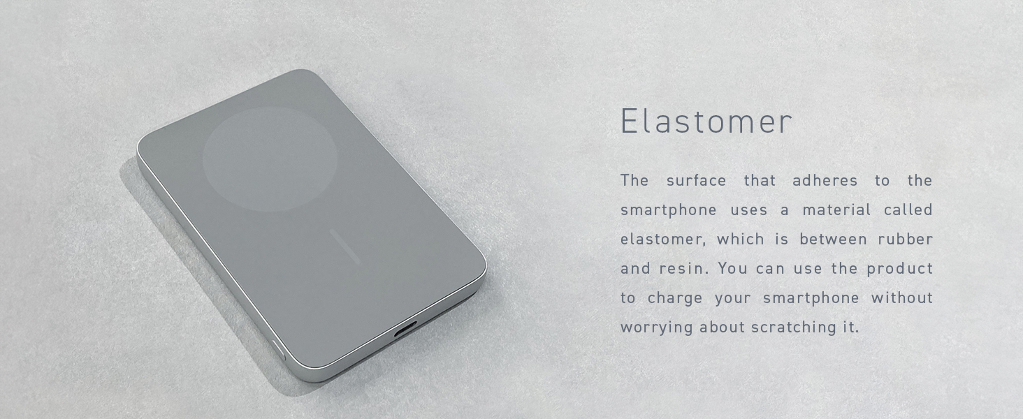 Soft elastomer surface protects your phone from scratches during secure magnetic charging.