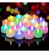 Yakpo 24 PCS Slowly Color Changing Tea Lights Battery Operated, Flameless Flickering Electric Col...
