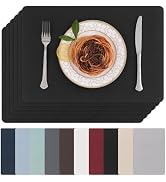 SHACOS Placemats Set of 6 Faux Leather Waterproof Leakproof Wipeable PU Non-Slip Vinyl Place Mats...