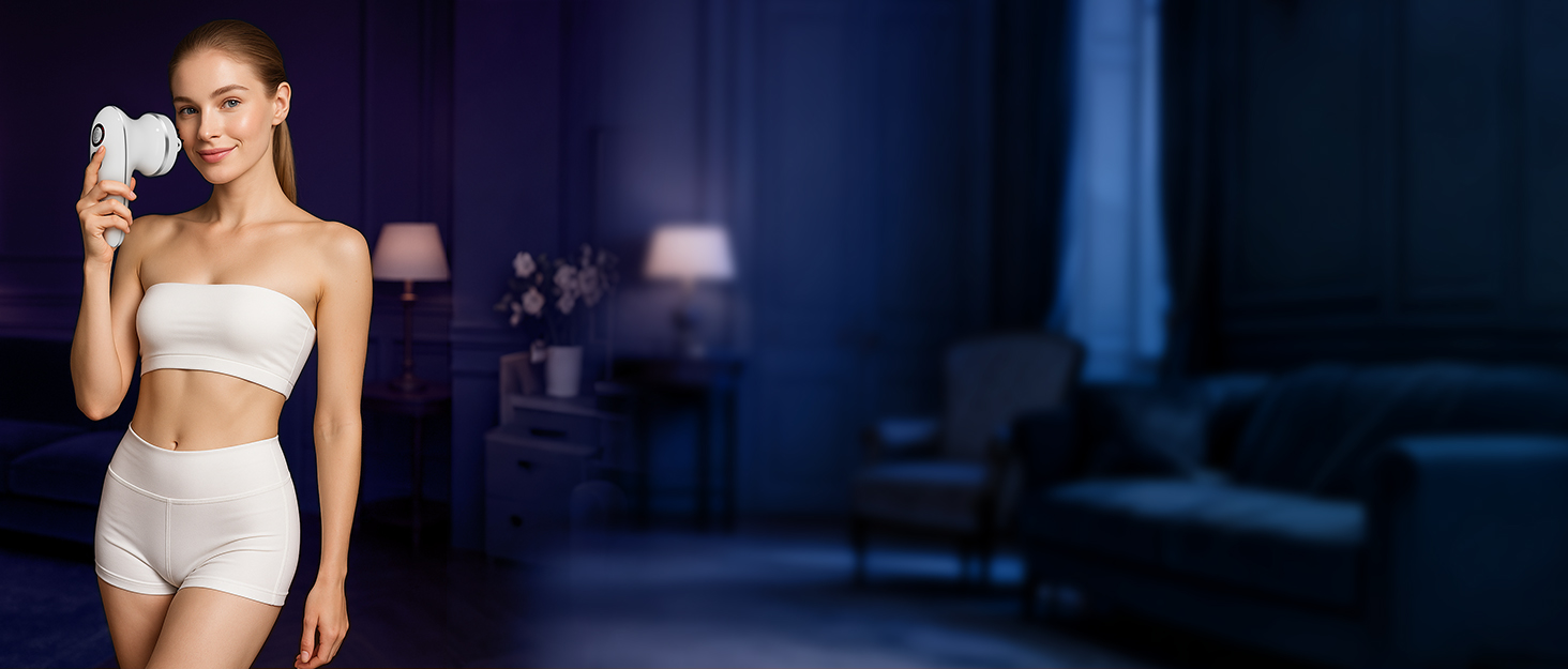 Performance stage setting with dramatic blue lighting and fog effects, creating an atmospheric concert environment.