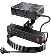 Dual Layer Desk Clamp Power Strip Surge Protector, 14 Outlets & 7 USB Ports (2 USB-C), Desktop Ed...