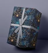 RiukRaiu Galaxy Wrapping Paper for Kids - Blue Gold Night Sky Nebula Star Gift Wrap for Birthday,...