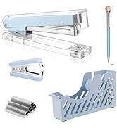 Creechwa Blue Desk Accessory Kit, Acrylic Stapler Set, Office Supplies Set for Women and Student,...