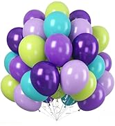 Paready Purple Green Balloons Set, 60Pcs Party Balloons, 12 Inch Fruit Green Metallic Light Purpl...