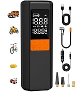 AIRSURE Tire Inflator Portable Air Compressor, 5X Faster Air Pump for Car Tires, 150PSI Cordless ...