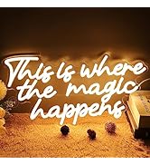 SYLHOME This Is Where The Magic Happens Led Neon Light Sign Bedroom Wedding Birthday Party Wall D...
