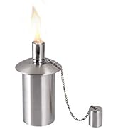 Firefly Polished Stainless Steel Table-Top Tiki Torch Canister - Durable Design with Refillable F...