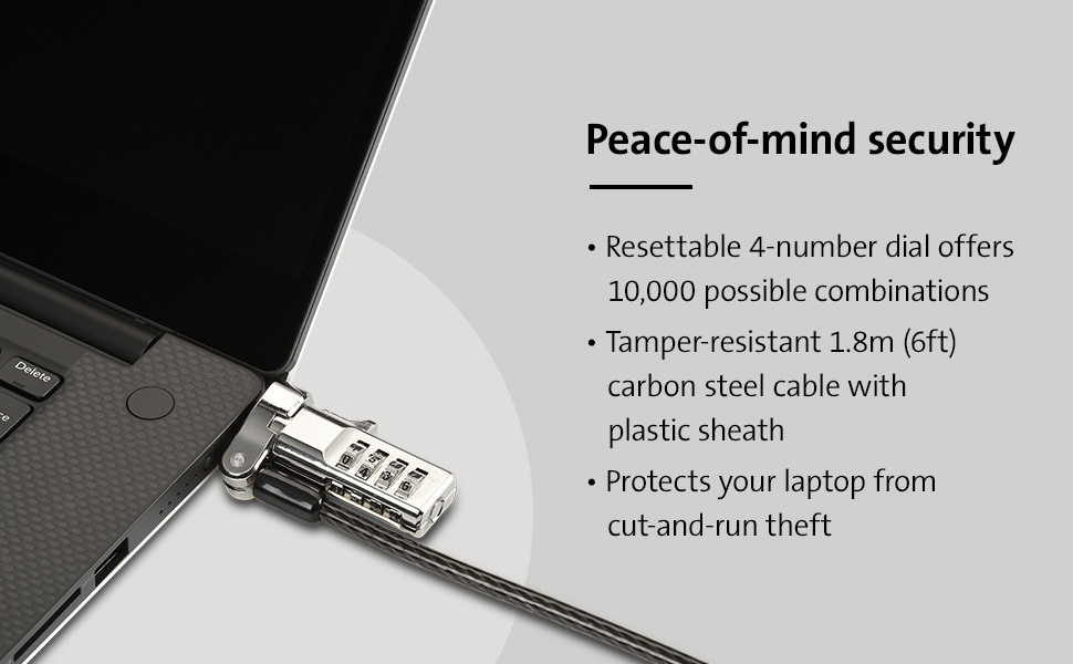 Kensington Universal 3-in-1 Combination Laptop Lock– Resettable