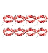 VOOKRY 8 Pack 30 LED Fairy Lights Battery Operated String Lights - 10 ft Red Mini Silver Wire Fir...