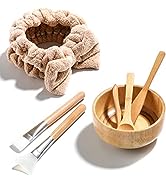 JPNK Facial Mask Bowl Set Bamboo, New DIY 6Pack DIY Clay Mask Mixing Kit with Mask Brushes and Bo...