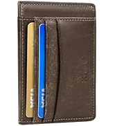XZVXZV Men's Slim Wallet Italian Pebbled Leather Minimalist Front Pocket RFID Blocking Credit Car...