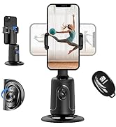 Auto Face Tracking Tripod 360° Rotation - Auto Tracking Phone Holder with Remote, No App, Smart S...
