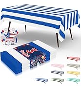 misaya 3 Packs Striped Disposable Table Cloth, 54 x 108 Inch Waterproof Rectangle Tablecloth, Lea...