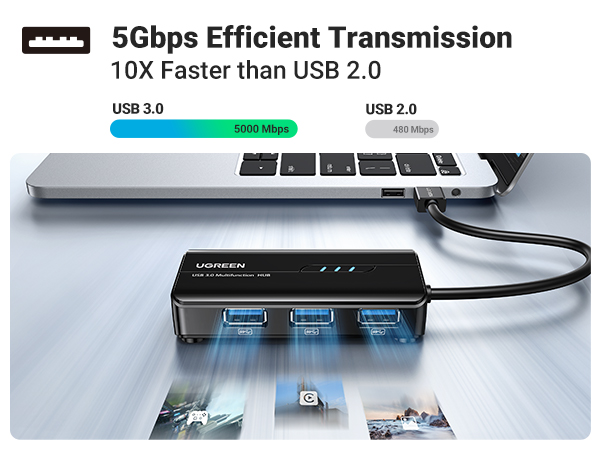 USB 3.0 Hub Ethernet Adapter 10 100 1000 Gigabit