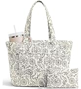Bagstellar Puffer Tote Bag for Women, Quilted Cotton Laptop Work Tote Shoulder Bag for College Sc...