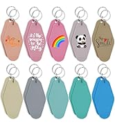 LOTMER 20 PCS Hotel Keychain Blank, 10 Color Rainbow Plastic Rhombus Motel Keychain for DIY Keychain