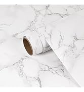 BESWEE Marble Contact Paper for Countertops White and Grey Vein Waterproof Thick Marble Wallpaper...