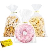 Cidenbio 100 PCS Cellophane Treat Bags, Koudindg 6x10 In Clear Cellophane Gift Bags with Twist Ti...
