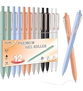 SUIN Gel Pens - 0.7mm Quick-Dry Black Ink, Retractable Rolling-Ball Gel-Pens, Medium Fine Point f...