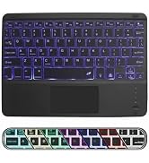 Portable Bluetooth Keyboard for ipad, Bluetooth Keyboard with Touchpad Slim 7 Colors Backlit Buil...